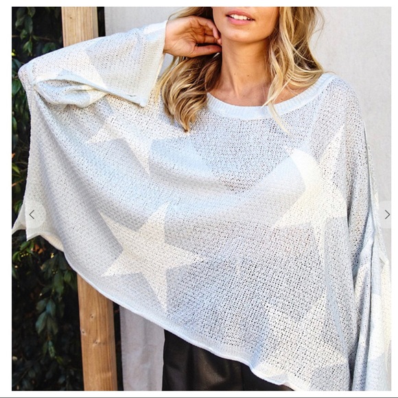 #11 Ice Blue Star Print LightWeight Dolman Sweater - Picture 7 of 7